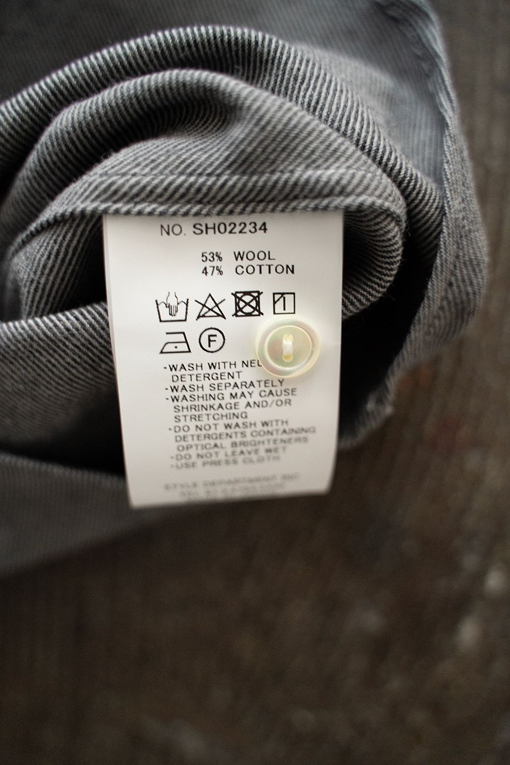 【ラスト1点】【23AW】ウール×コットンシャンブレーバンドカラーシャツ(GRAY)