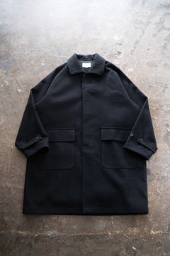 【ラスト1点】【25AW】ウール×ナイロンステンカラーコート(BLACK NAVY)