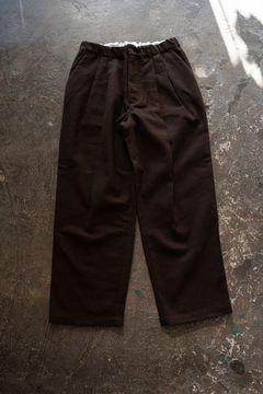 【26AW】コットン×ウールカルゼ2タックイージーパンツ(DARK BROWN)
