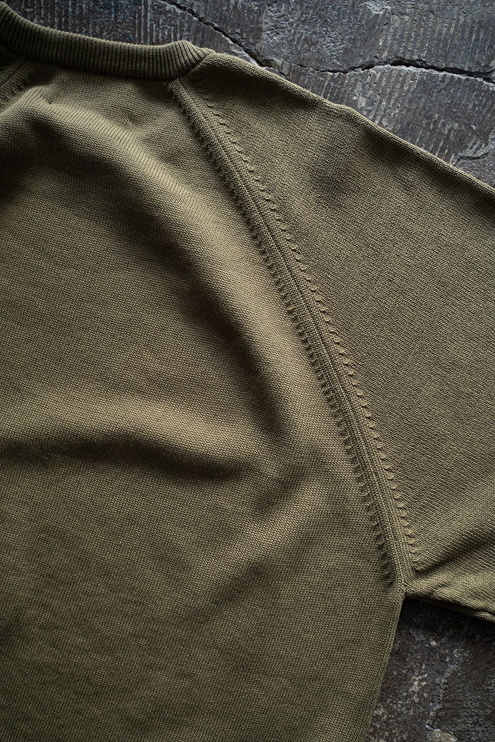 【ラスト1点】【25SS】強撚綿クルーネック10Gニット(OLIVE)
