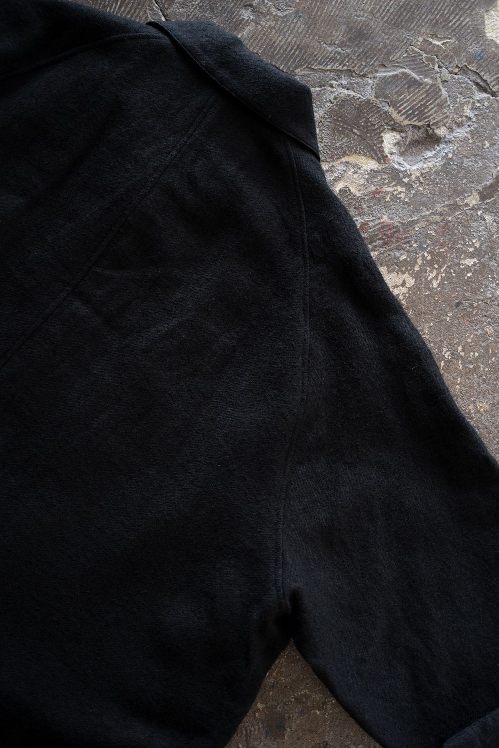 【26AW】ウール×リネンステンカラーコート(BLACK)
