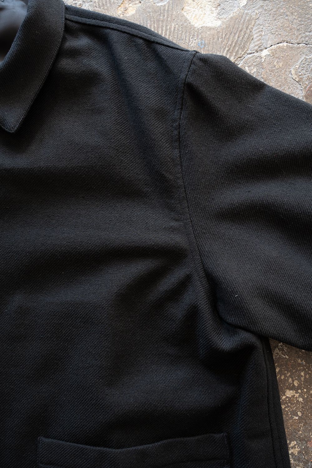 【26AW】コットン×ウールカルゼカバーオール(BLACK)