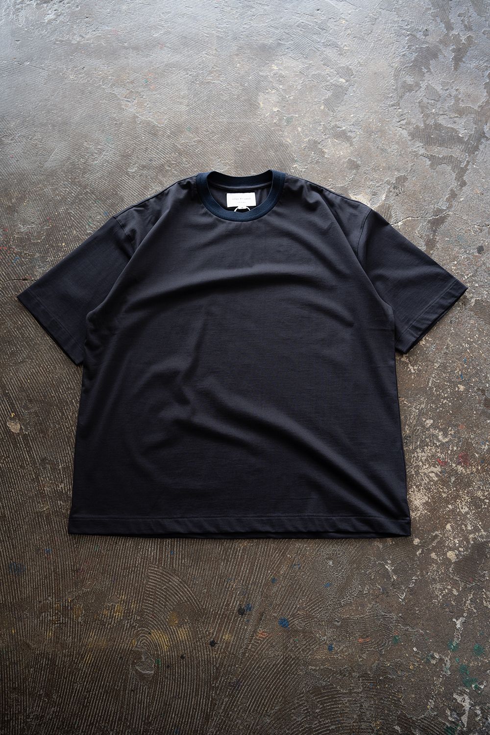 【26SS】オーバーサイズネックリブTシャツ(BLACK NAVY)