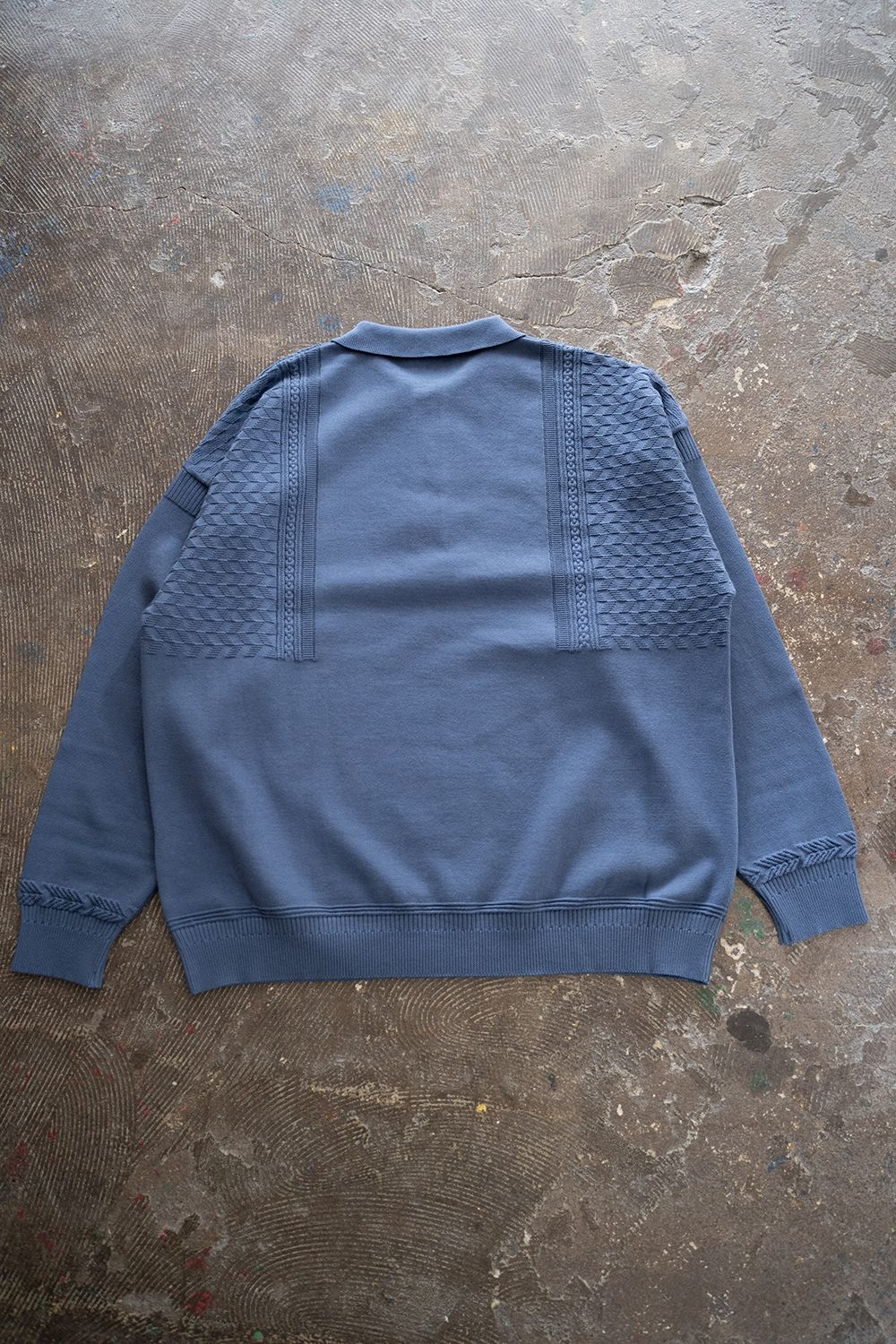 YASHIKI - 【ラスト1点】【22AW】Hatsushimo Knit Polo(SMALT BLUE 