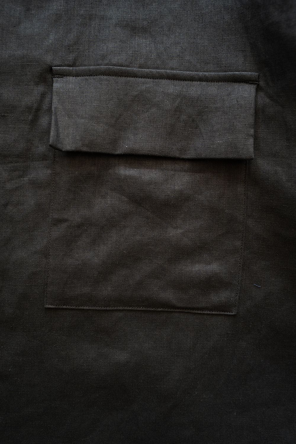 【ラスト1点】【25SS】フレンチリネンオープンカラー半袖シャツ(BLACK)