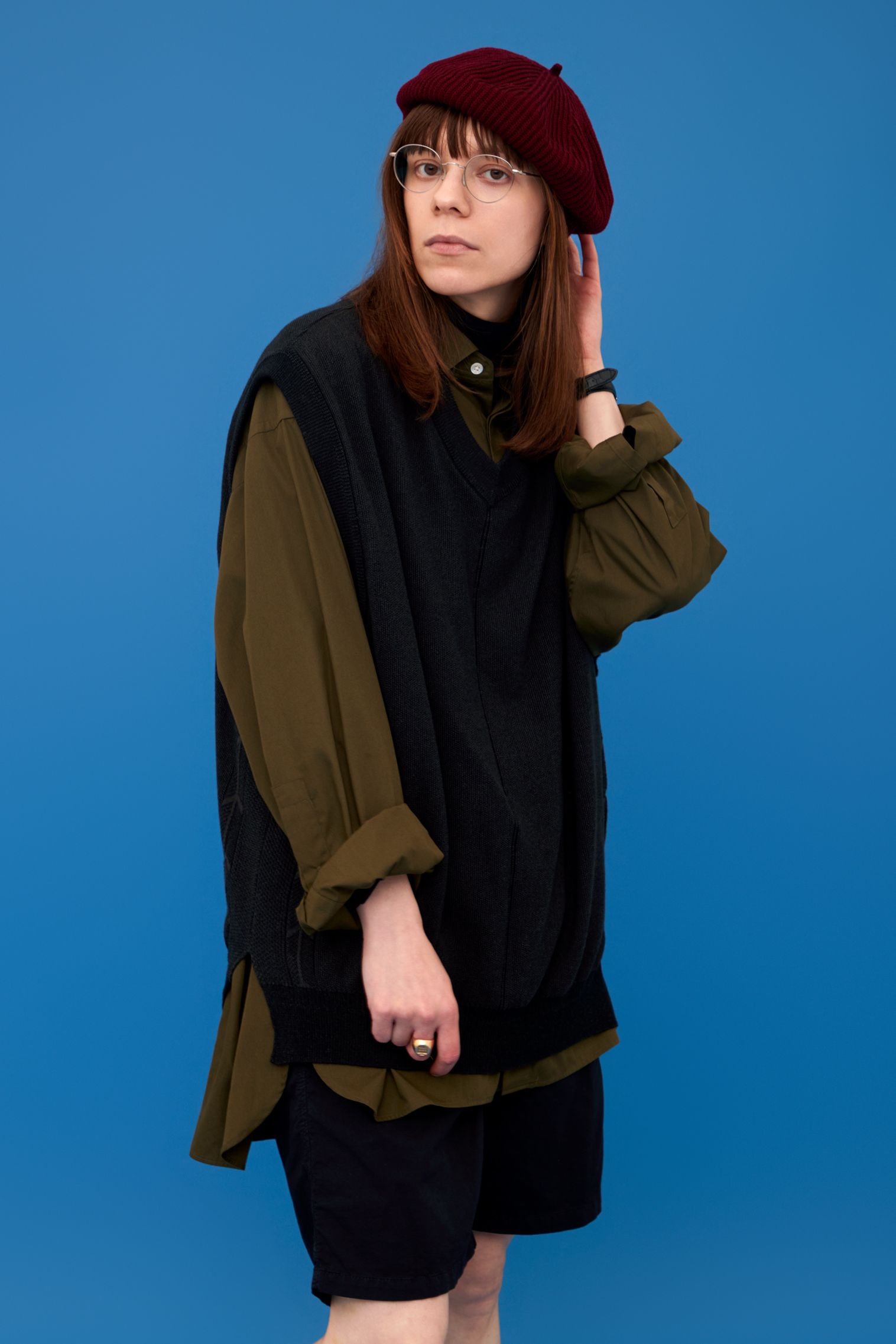 YASHIKI - 【ラスト1点】【25SS】Yozora V-neck Vest(BLACK) | Salty