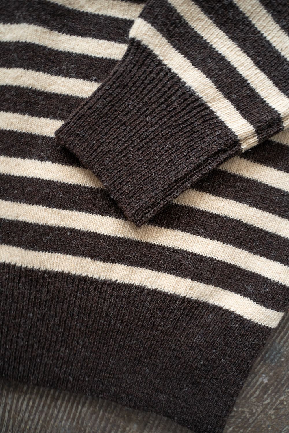 Hard twisted Shetlandwool GOB sweater(BROWN×IVORY)