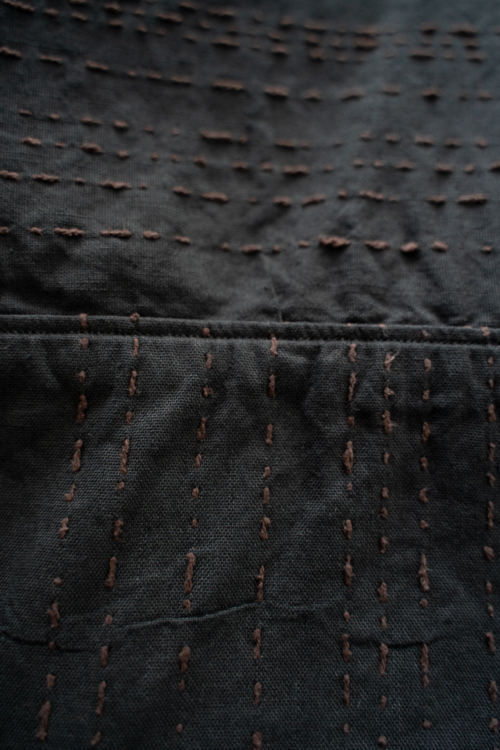 薄手刺し子織ジャケット(墨黒)