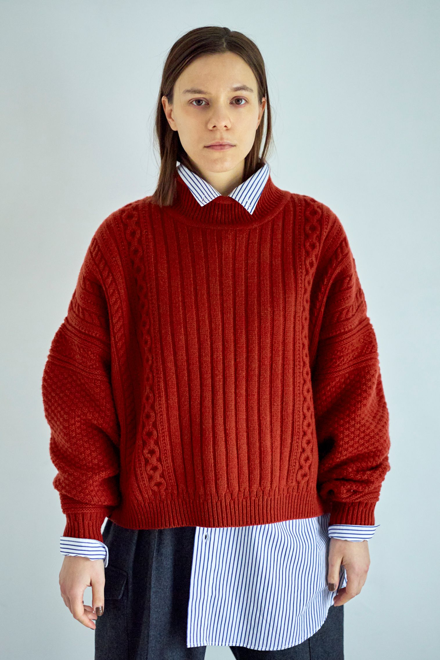 YASHIKI - 【22AW】Shizuku Curl High Neck Knit(TERRACOTTA) | Salty