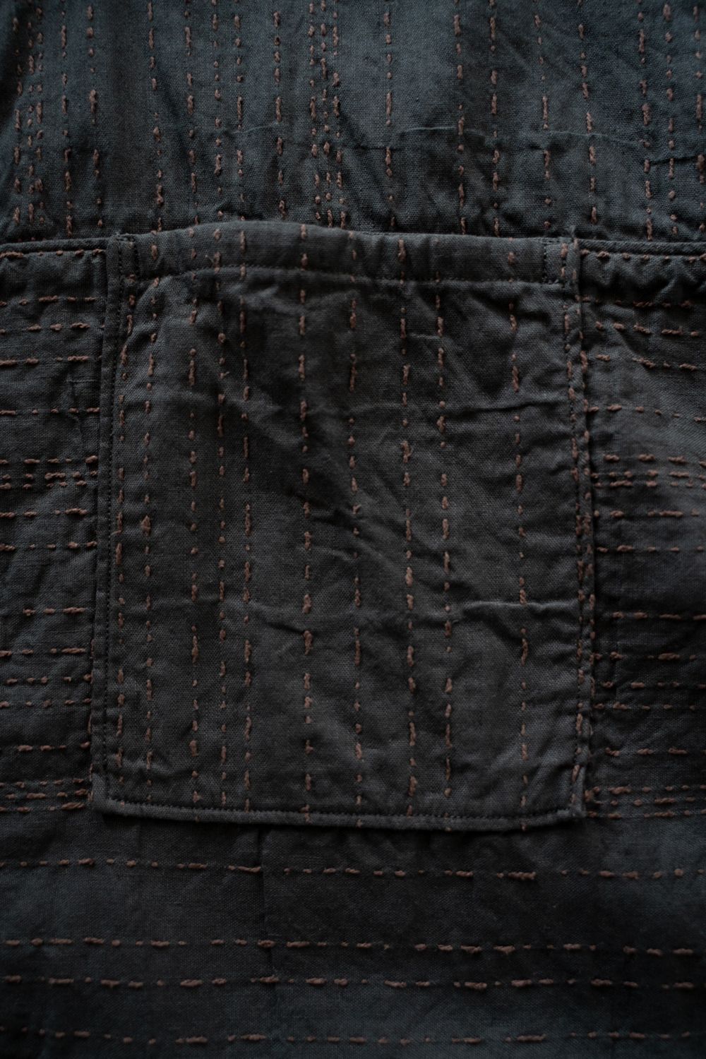 薄手刺し子織ジャケット(墨黒)