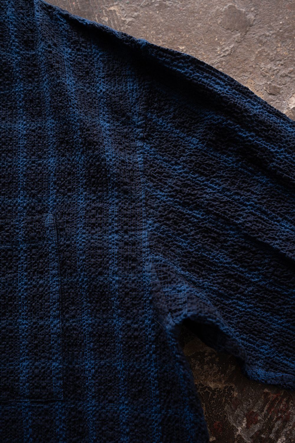 【ラスト1点】【26SS】Overdyed Seersucker Check Shirt(BLUE CHECK)