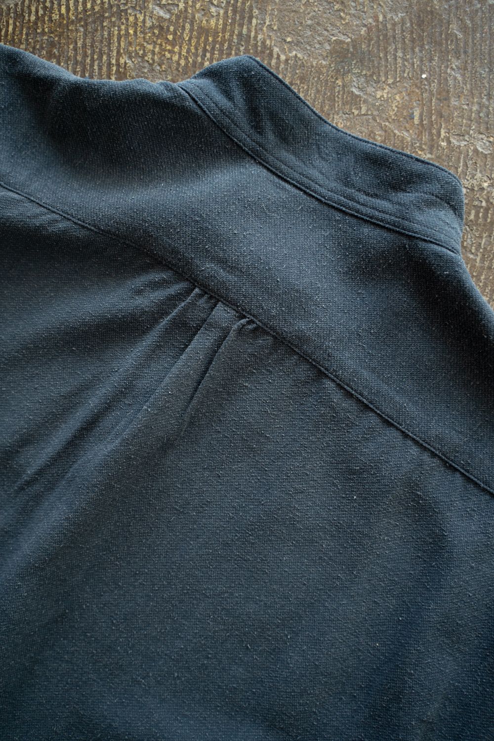 【ラスト1点】【25AW】Silk Nep Kersey Band Collar Bosom Shirt(IRON BLUE)