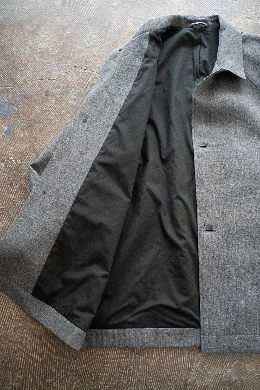 【ラスト1点】【23SS】リネン×シルクステンカラーハーフコート(SLATE GRAY)