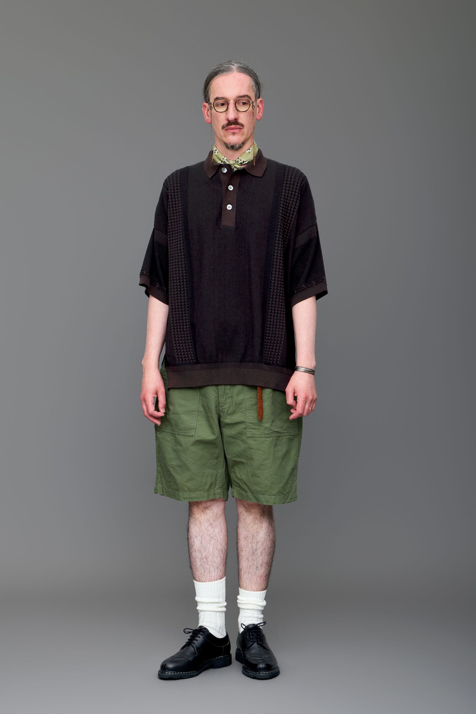 YASHIKI - 【ラスト1点】【26SS】Aotsuyu Knit Polo(BROWN) | Salty