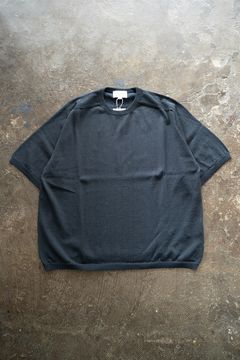 【ラスト1点】【25SS】綿×ポリエステル×リネン12GサドルスリーブニットTee(DUSTY BLUE)