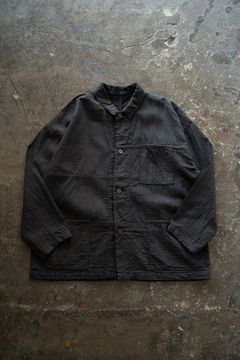 薄手刺し子織ジャケット(墨黒)