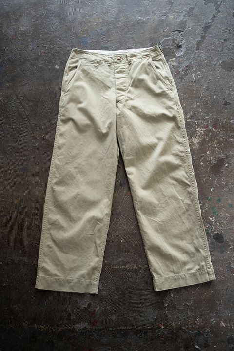 【ラスト1点】【22AW】スビンコットンウエポンチノパンツ(SAND BEIGE STONE BIO WASH)
