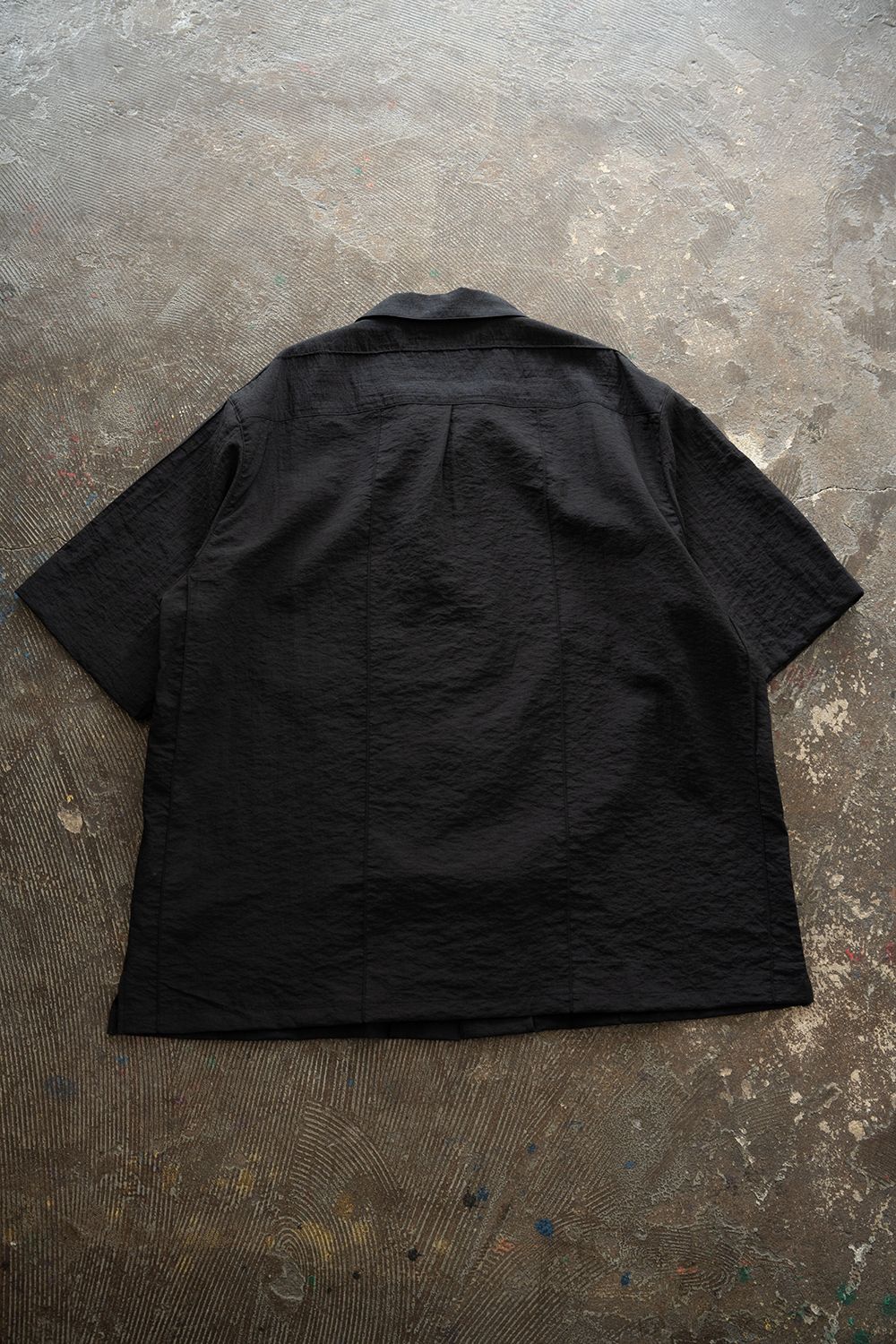 【26SS】ピンタックオープンカラー半袖シャツ(BLACK)