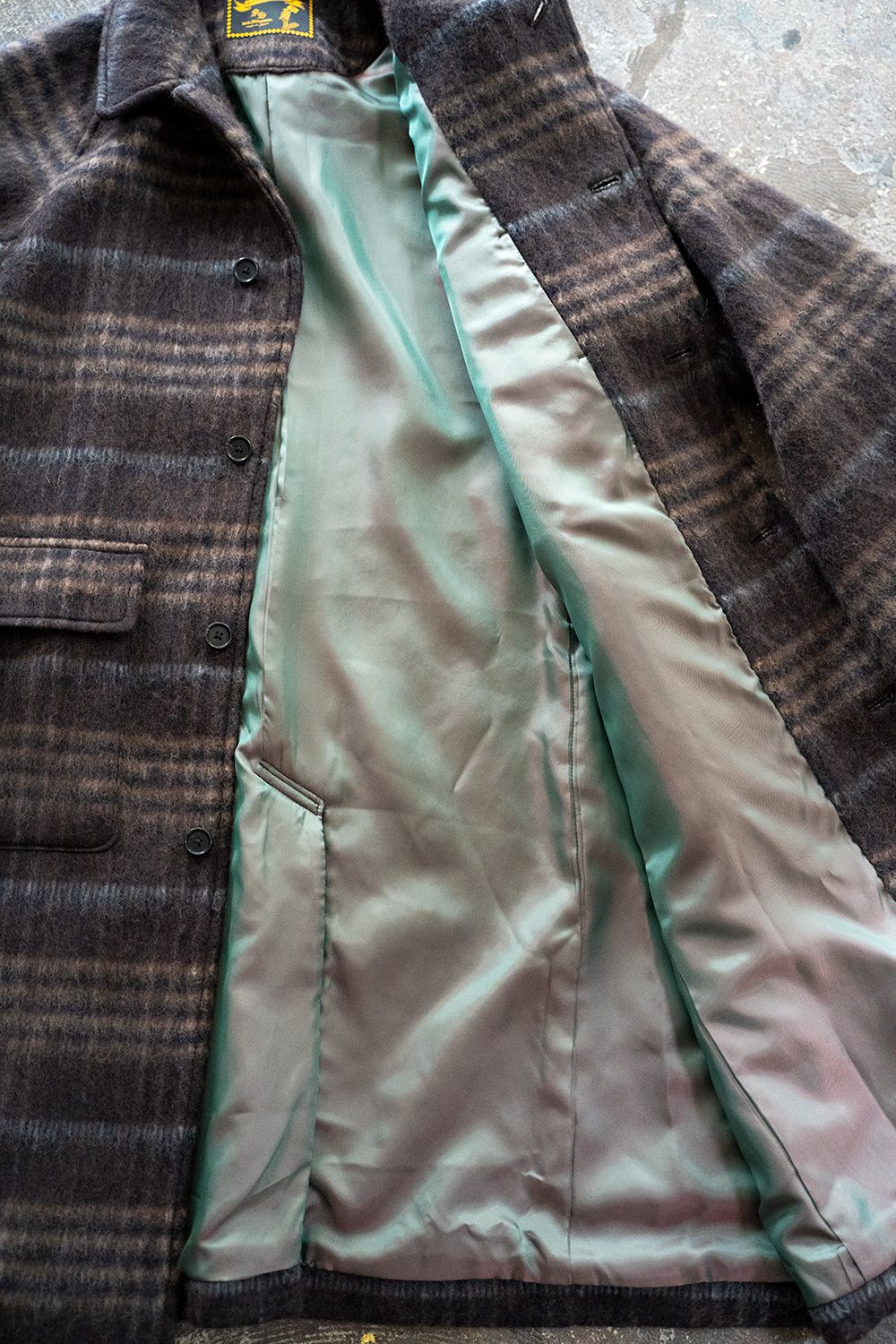 【ラスト1点】Plaid Wool Melton Bal Collar Coat(BROWN)【ユニセックス】