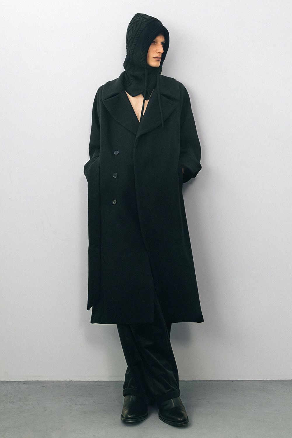 【25AW】Belted Over Coat/ベルテッドオーバーコート(BLACK)