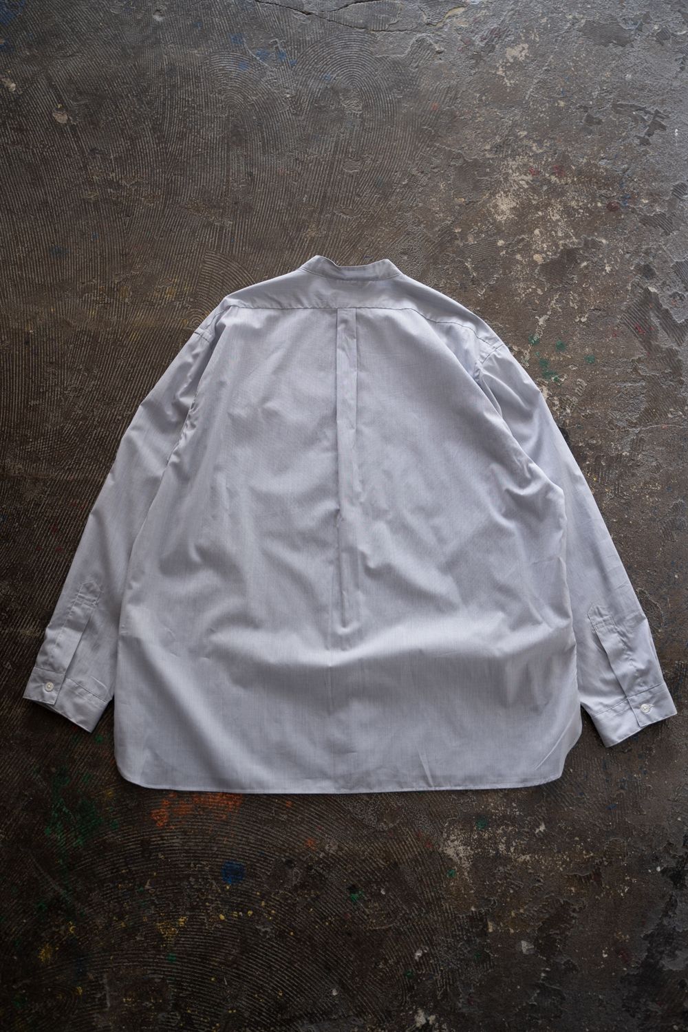 【26SS】両胸ポケットバンドカラーストライプシャツ(GREY)