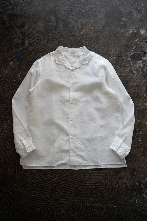 大麻開襟シャツ 高密度(白)