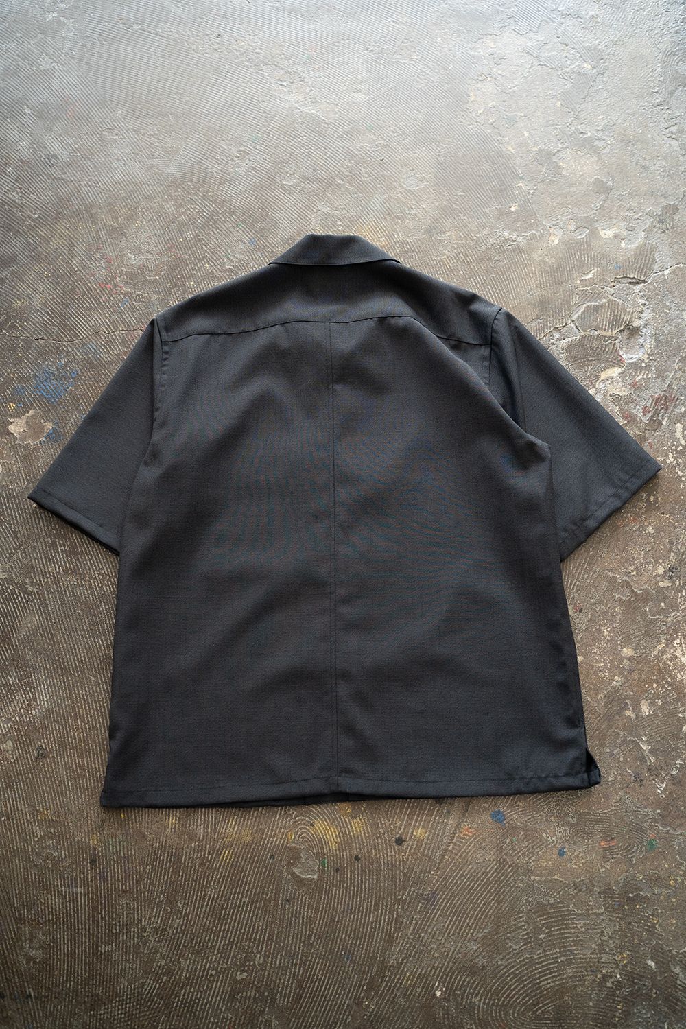 【ラスト1点】【24SS】ウール混オープンカラー半袖シャツ(CHARCOAL)