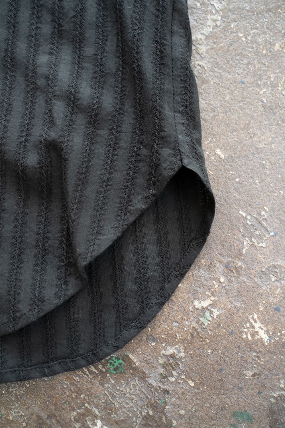 【ラスト1点】【21SS】Leno Cloth Stripe Over Shirt/レノクロスストライプオーバーサイズシャツ(BLACK)