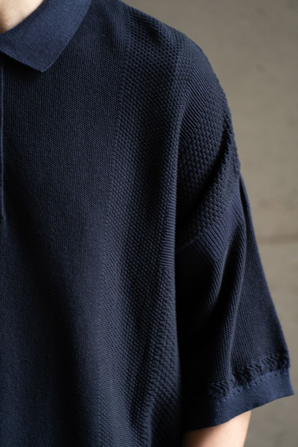YASHIKI　Umiiro Knit Polo YASHIKI - 【ラスト1点】【25SS】Umiiro Knit Polo(BLACK) | Salty