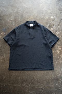【ラスト1点】【25SS】レーヨン×リネン半袖スキッパーシャツ(NAVY)