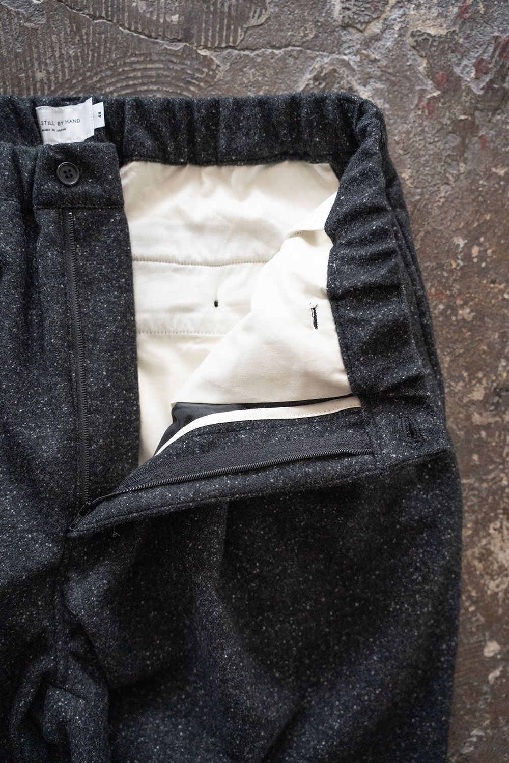 【25AW】5者混ネップツイードスラックス(CHARCOAL)