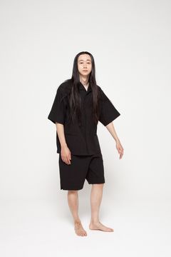 【25SS】"week s/s"pajama【セットアップ】(seersucker BLACK)