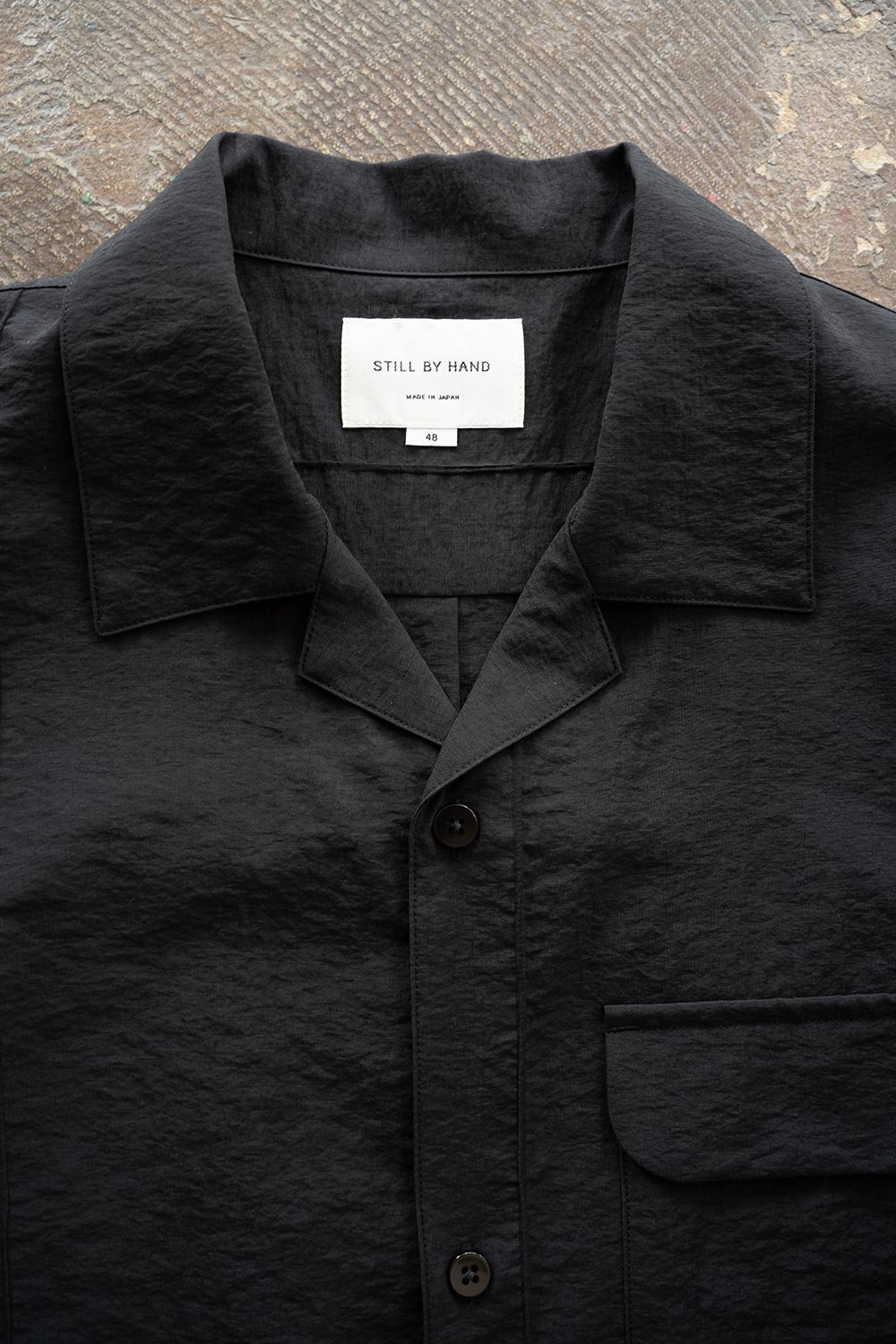 【26SS】ピンタックオープンカラー半袖シャツ(BLACK)