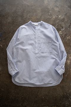 【ラスト1点】【24SS】ラミー混バンドカラープルオーバーシャツ(BLUE STRIPE)