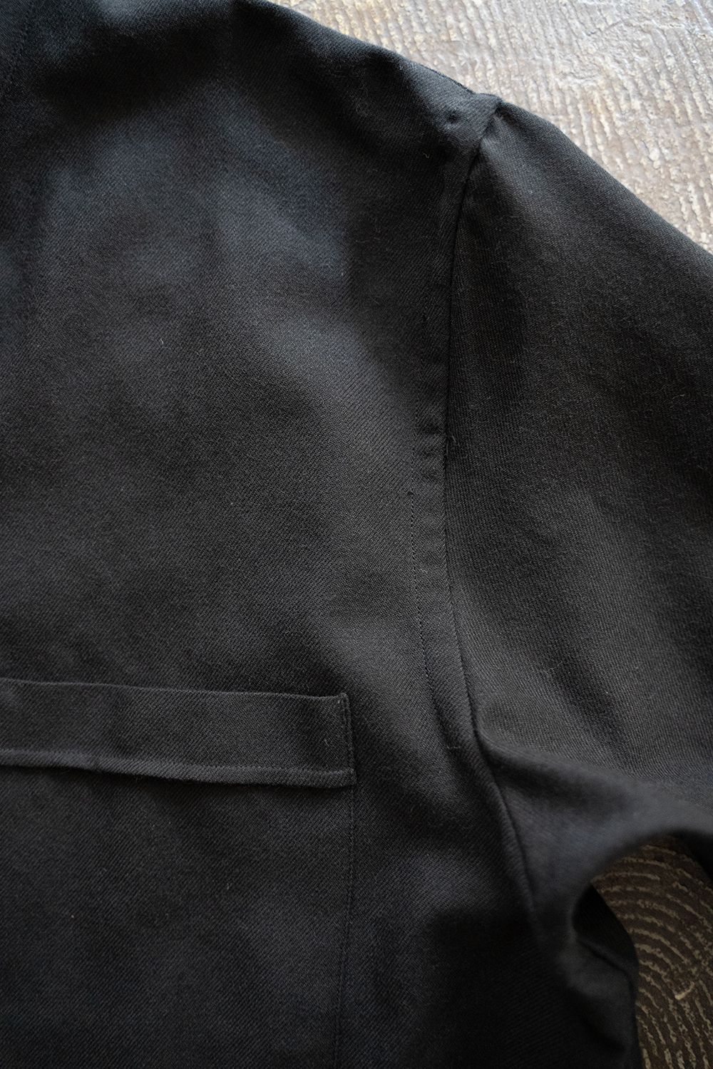 【ラスト1点】【23AW】ウール×コットンシャンブレーバンドカラーシャツ(BLACK)