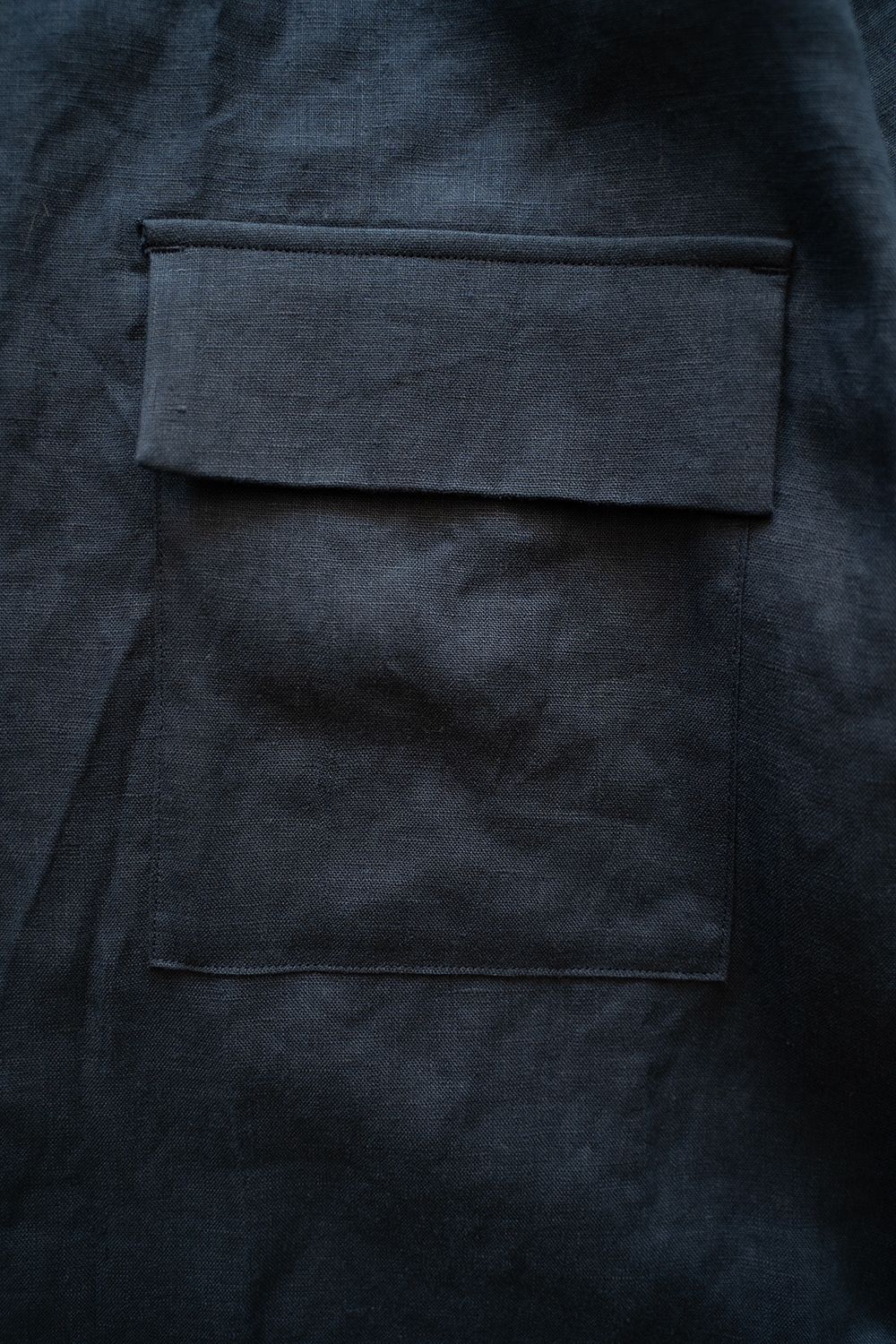 【ラスト1点】【25SS】フレンチリネンオープンカラー半袖シャツ(NAVY)