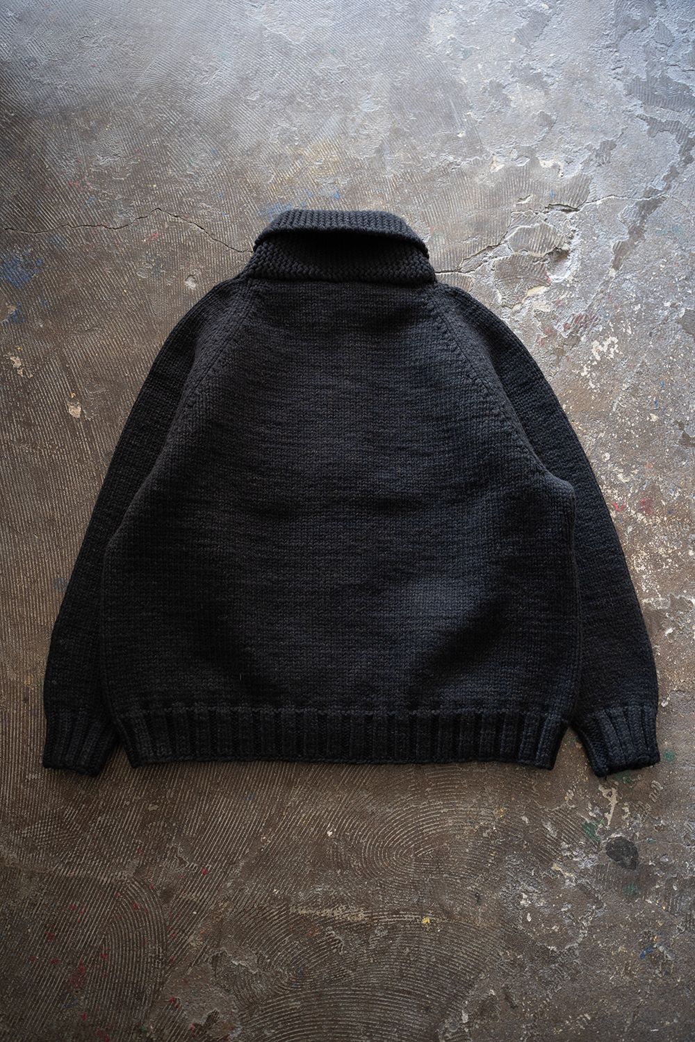 【ラスト1点】yak/lambs multi ply HAND KNITTING cowichan sweater(DARK NAVY)