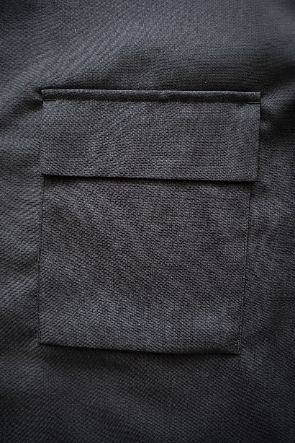 【ラスト1点】【24SS】ウール混オープンカラー半袖シャツ(BLACK)