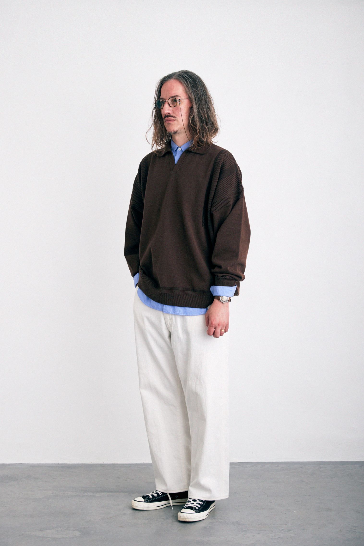 YASHIKI - 【ラスト1点】【24SS】Shunrin Skipper Knit(BROWN