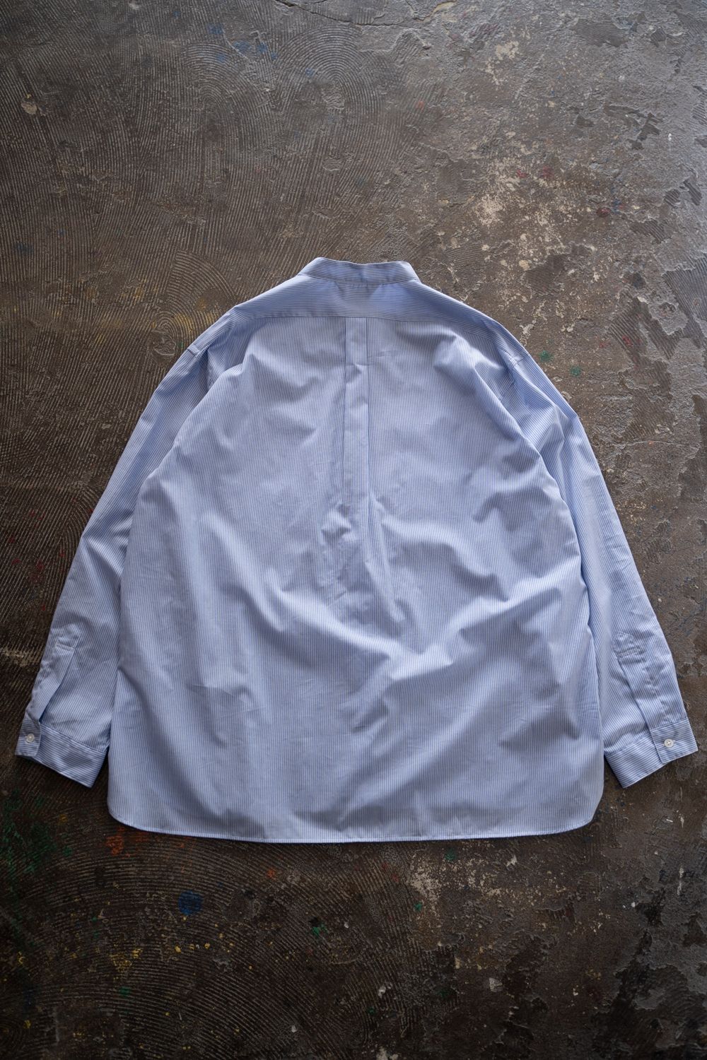 【26SS】両胸ポケットバンドカラーストライプシャツ(SAX BLUE)