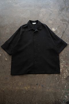 【26SS】ドルマンスリーブリネンオープンカラー半袖シャツ(BLACK)