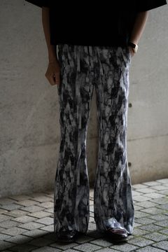 【ラスト1点】【24SS】Abstract Print Flare Pants/アブストラクトプリントフレアパンツ(GRAY)