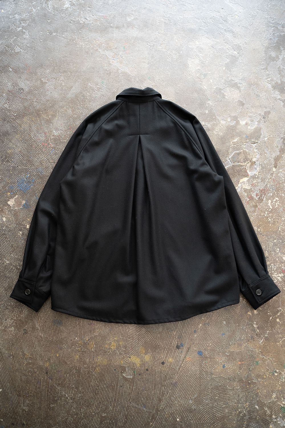 【ラスト1点】【23AW】Flyfront Raglan Shirt Jacket/フライフロントラグランシャツジャケット(BLACK)