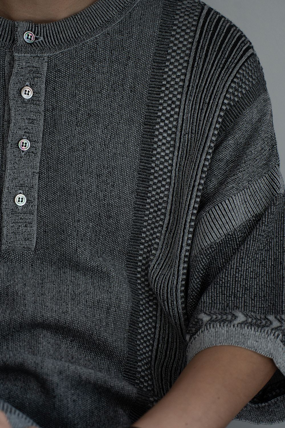 【26SS】Ryokufu Henley Knit(MIX GRAY)