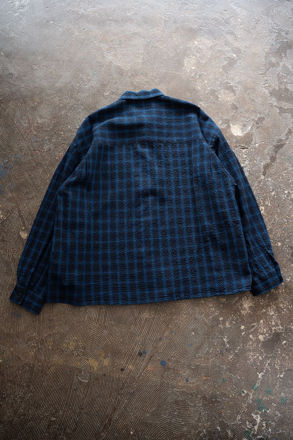 【ラスト1点】【26SS】Overdyed Seersucker Check Shirt(BLUE CHECK)