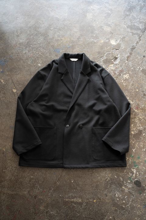 【25AW】ウールジャージーダブルジャケット(CHARCOAL)