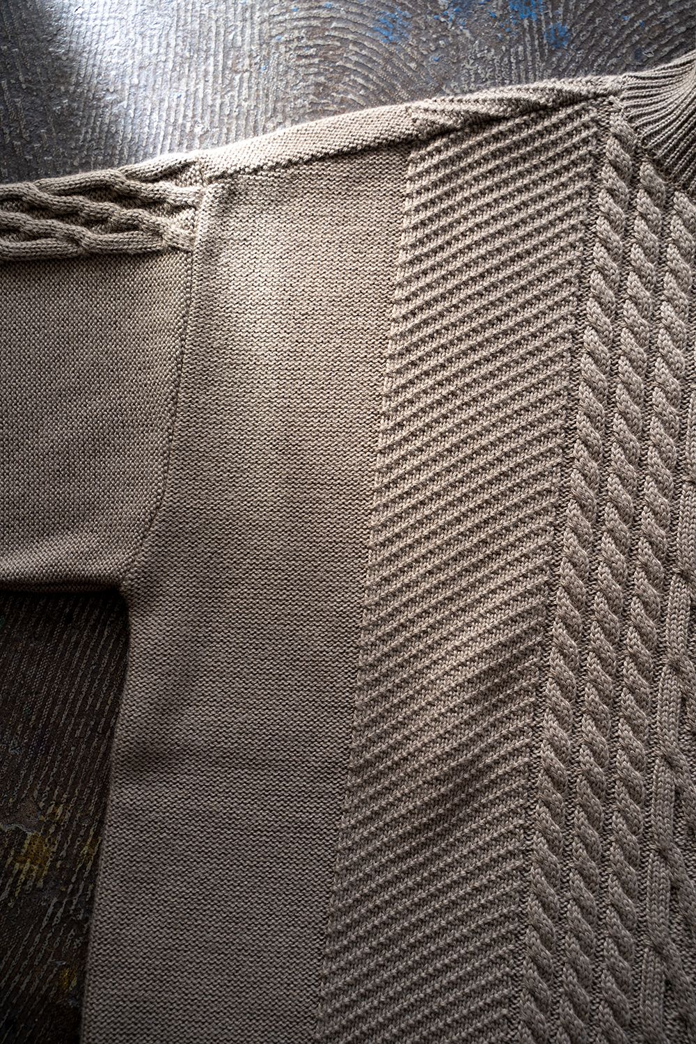 【ラスト1点】Switching Mohair Turtle Knit/モヘア切り替えタートルニット(BEIGE)