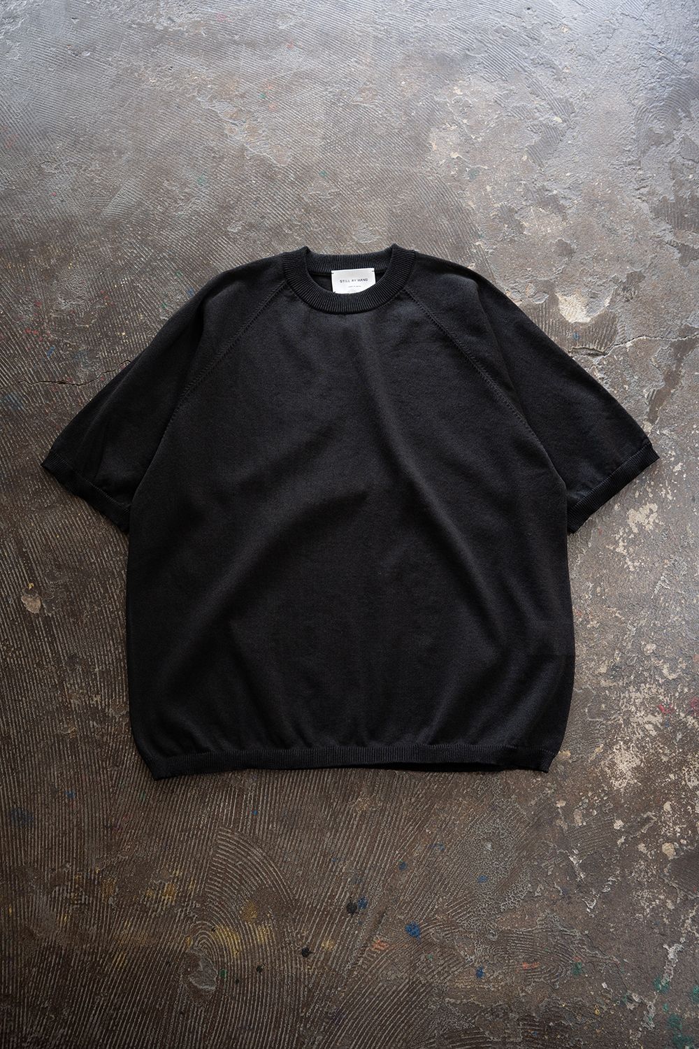 【26SS】和紙混12GラグランスリーブニットTee(INK BLACK)