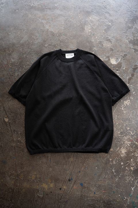 【26SS】和紙混12GラグランスリーブニットTee(INK BLACK)
