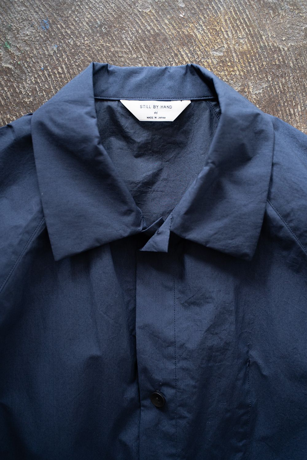 【ラスト1点】【25SS】シリコン加工シャツブルゾン(DEEP BLUE)